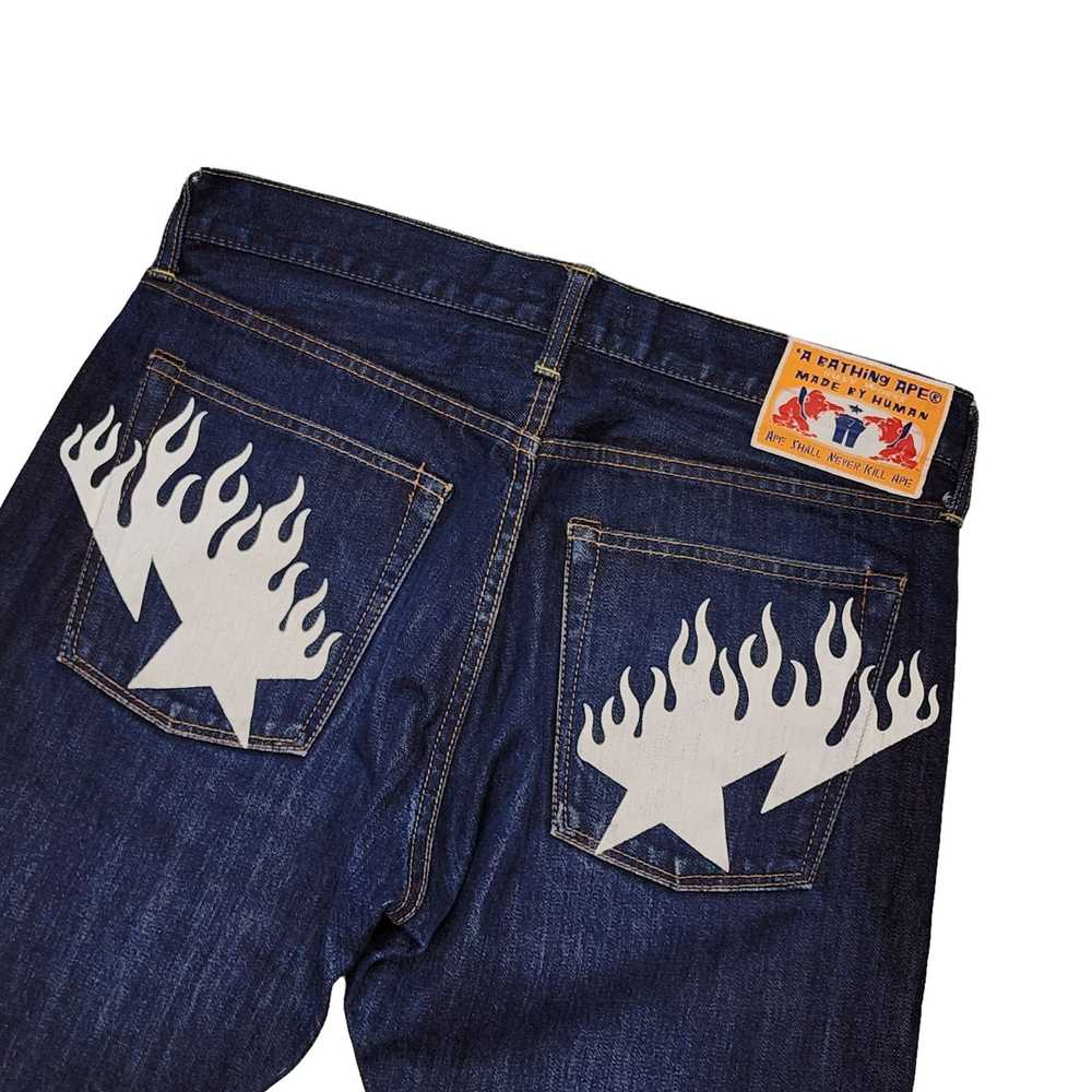 Bape Bape Jeans White Flame Sta Pockets DENIM - image 3