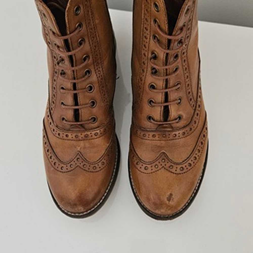 Brogue leather cognac boots - image 1