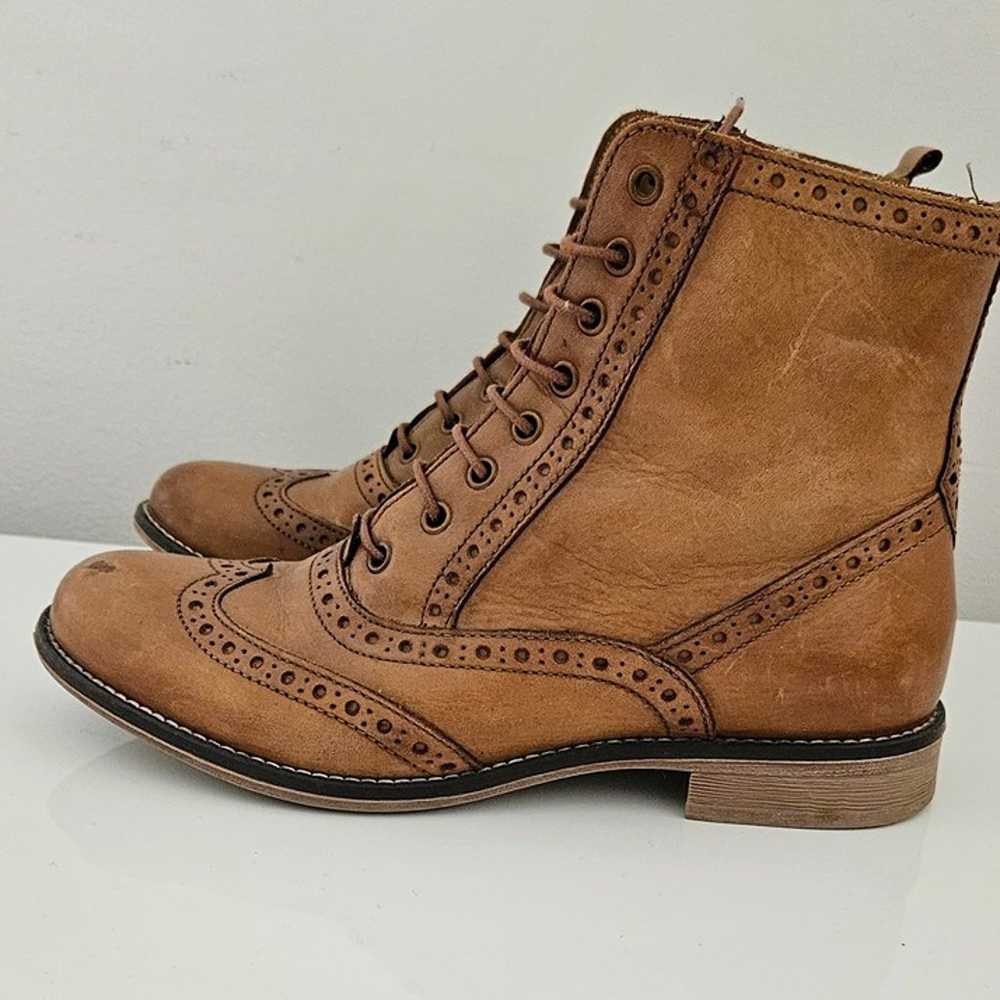 Brogue leather cognac boots - image 2