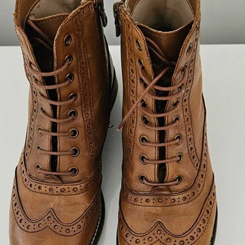 Brogue leather cognac boots - image 4