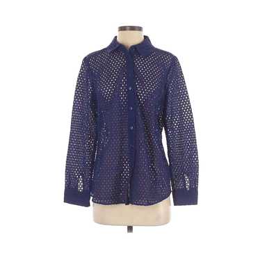 CO D&CO Denim and Co Blouse Top Button Front Blue 