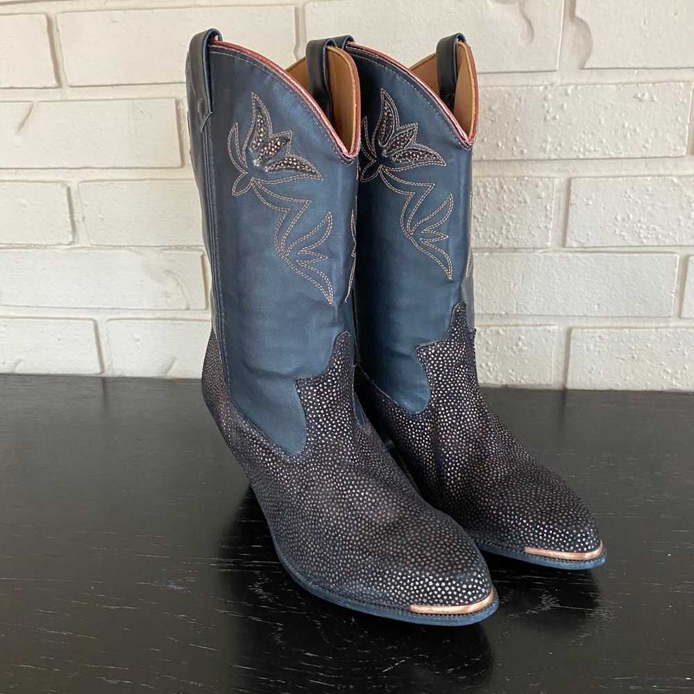 Vintage Dingo Black Western Boots Leather USA 737… - image 1