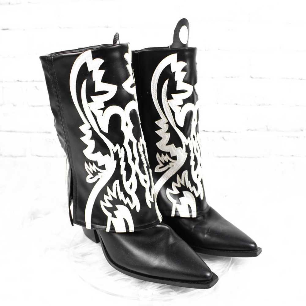 Azalea Wang Black White Faux Leather Cowboy Weste… - image 1