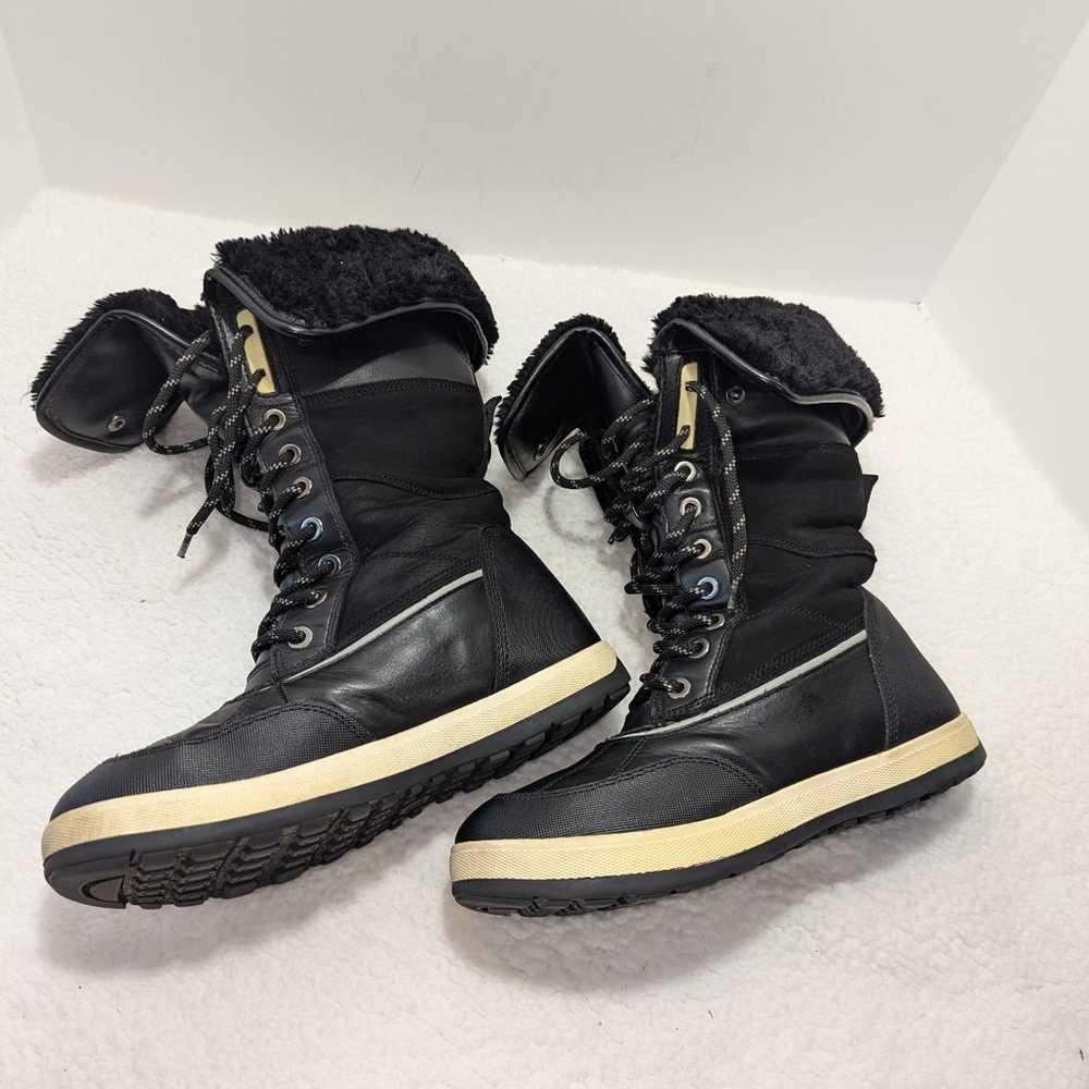 ALDO Black Silver Winter Snow Boots Women Size 9 - image 11