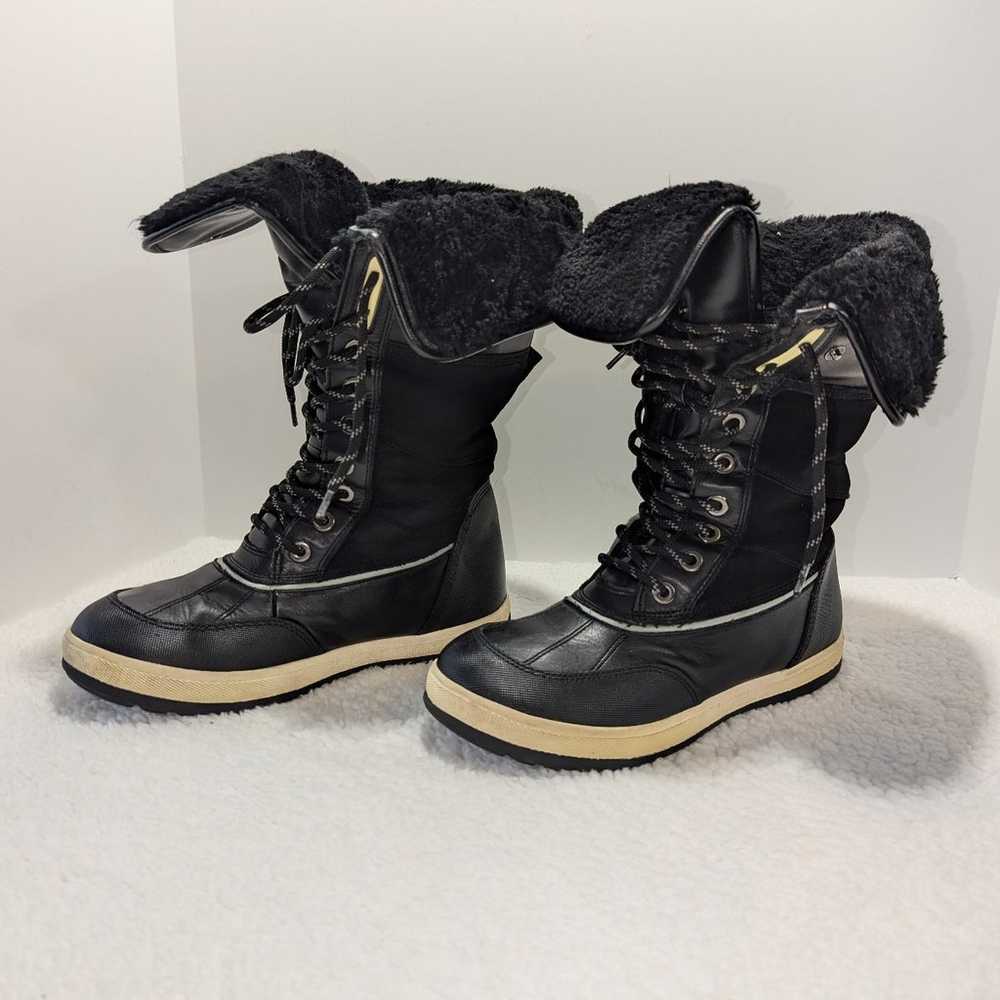 ALDO Black Silver Winter Snow Boots Women Size 9 - image 1