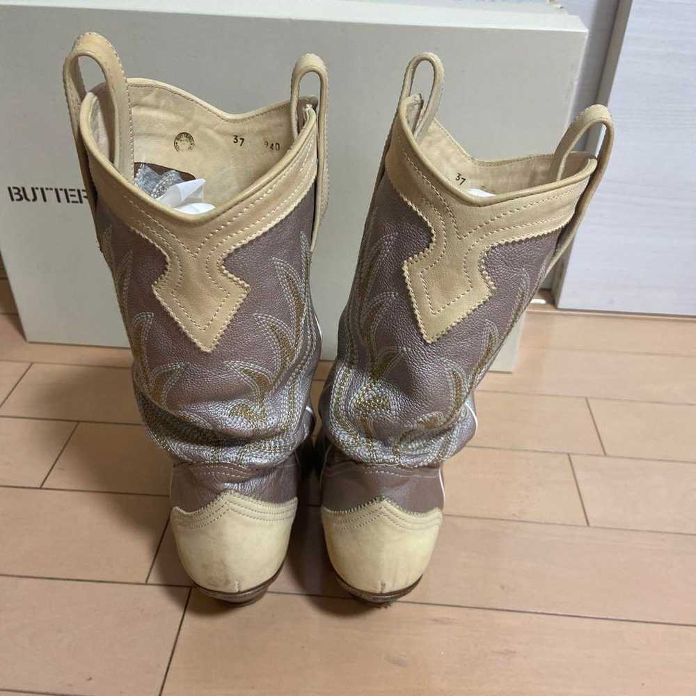 BUTTERO Western Boots 37 Metallic Beige Grey - image 3