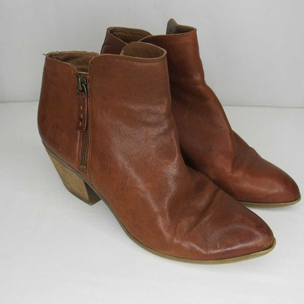 Frye Cognac Brown Leather JUDITH Double Zip Ankle… - image 1