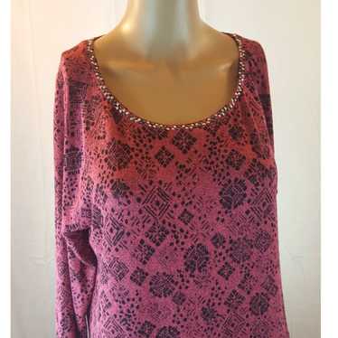 Vintage Ruby Rd. Women's Blouse Pink Black Embelli