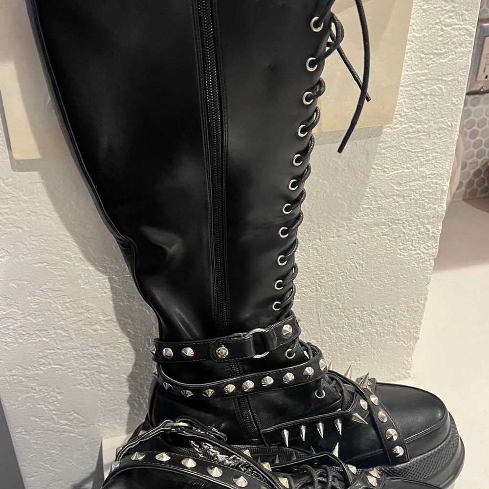 Boots women’s size 40 Lamoda tattoo print spiked … - image 5