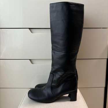 Odette e Odile Black Leather Long Boots Black Gen… - image 1