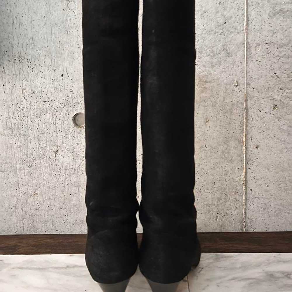 Elegance Black Suede Long Boots Mid Heel 23 cm - image 3