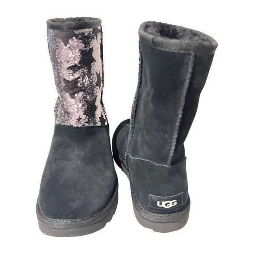 Ugg Black Sequin Star Short Boot Size 7 - image 3