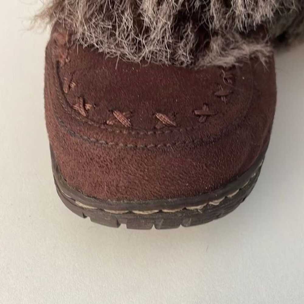 Embroidered Tall Brown Boots Faux Fur 8.5 with Dr… - image 5