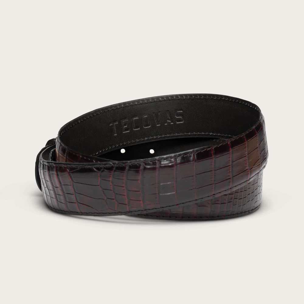 Tecovas Crocodile Belt - Black Cherry Crocodile - image 2