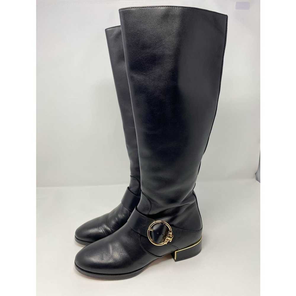 Tory Burch Sofia Black Leather Riding Boot 6.5 Go… - image 1