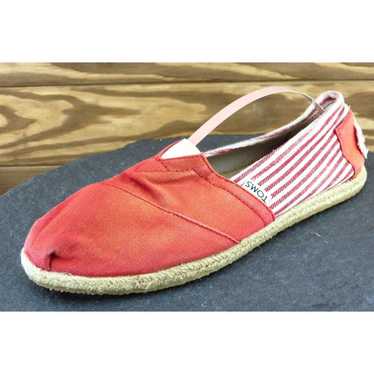 Toms Women Sz 8 M Red Espadrilles Fabric Shoes