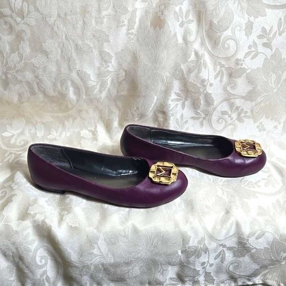 Monet Burgundy Purple Leather M Buckle Flats - image 2