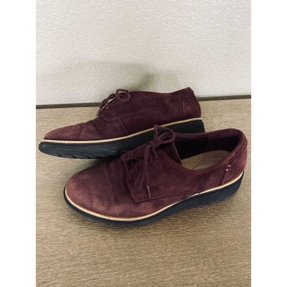 Clarks Collection Maroon Suede Lace-up Shoes 7.5 - image 2