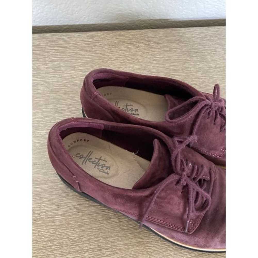 Clarks Collection Maroon Suede Lace-up Shoes 7.5 - image 5