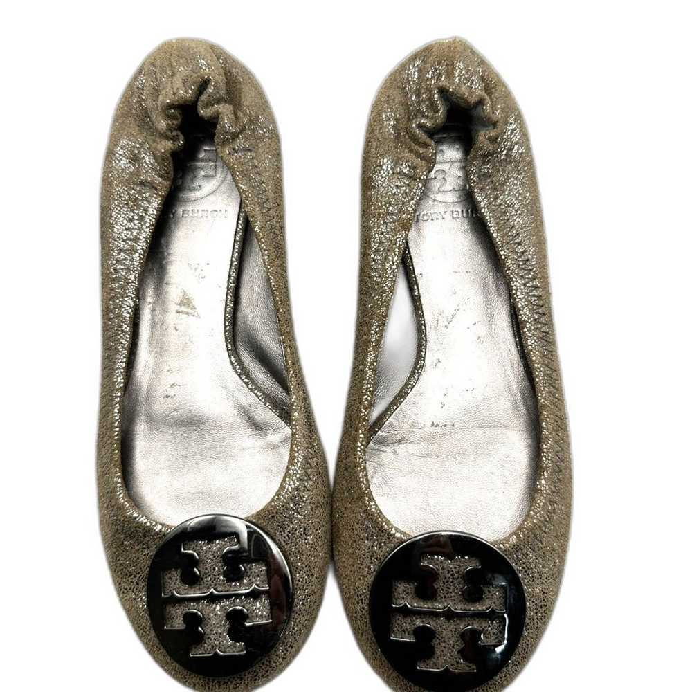 Tory Burch Reva Silver Speckled Suede Ballet Flat… - image 3