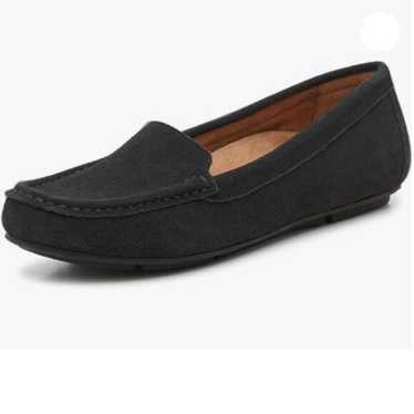 FSJ Black Women Comfy Closed Round Toe Moccasins S