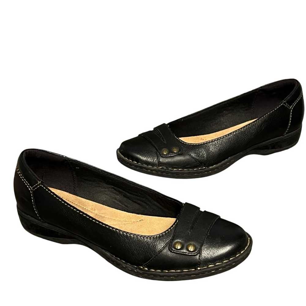 Clarks Pegg Abbie Flat Womens 9 Black Leather Sof… - image 1