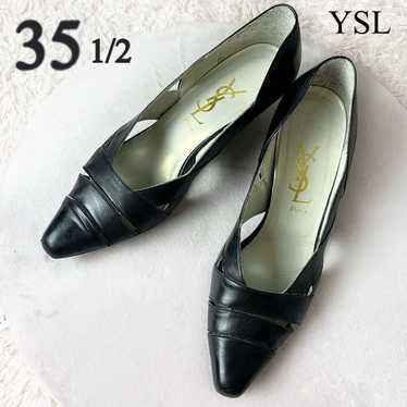 YSL Yves Saint Laurent Leather Pumps Low Heel Blac