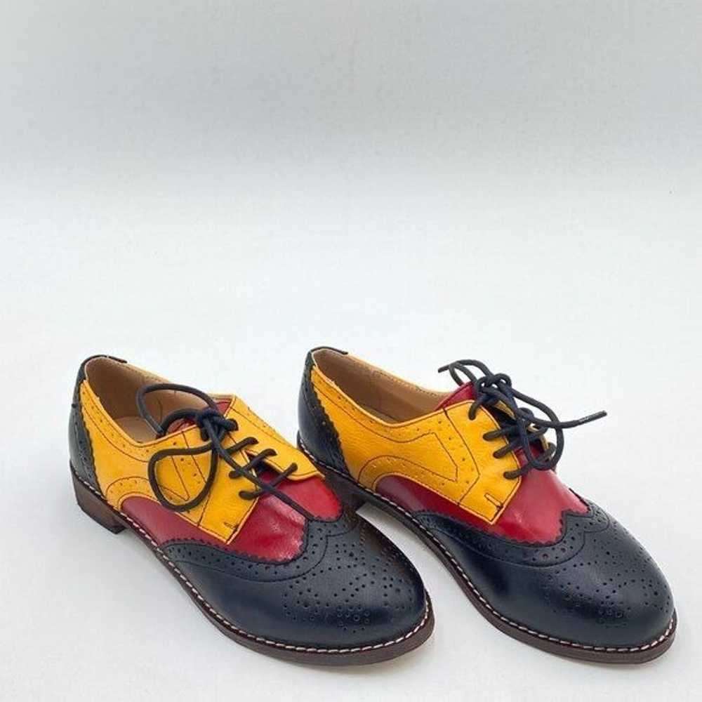 FSJ Black Lace-Up Oxfords Almond Toe Low Chunky H… - image 3