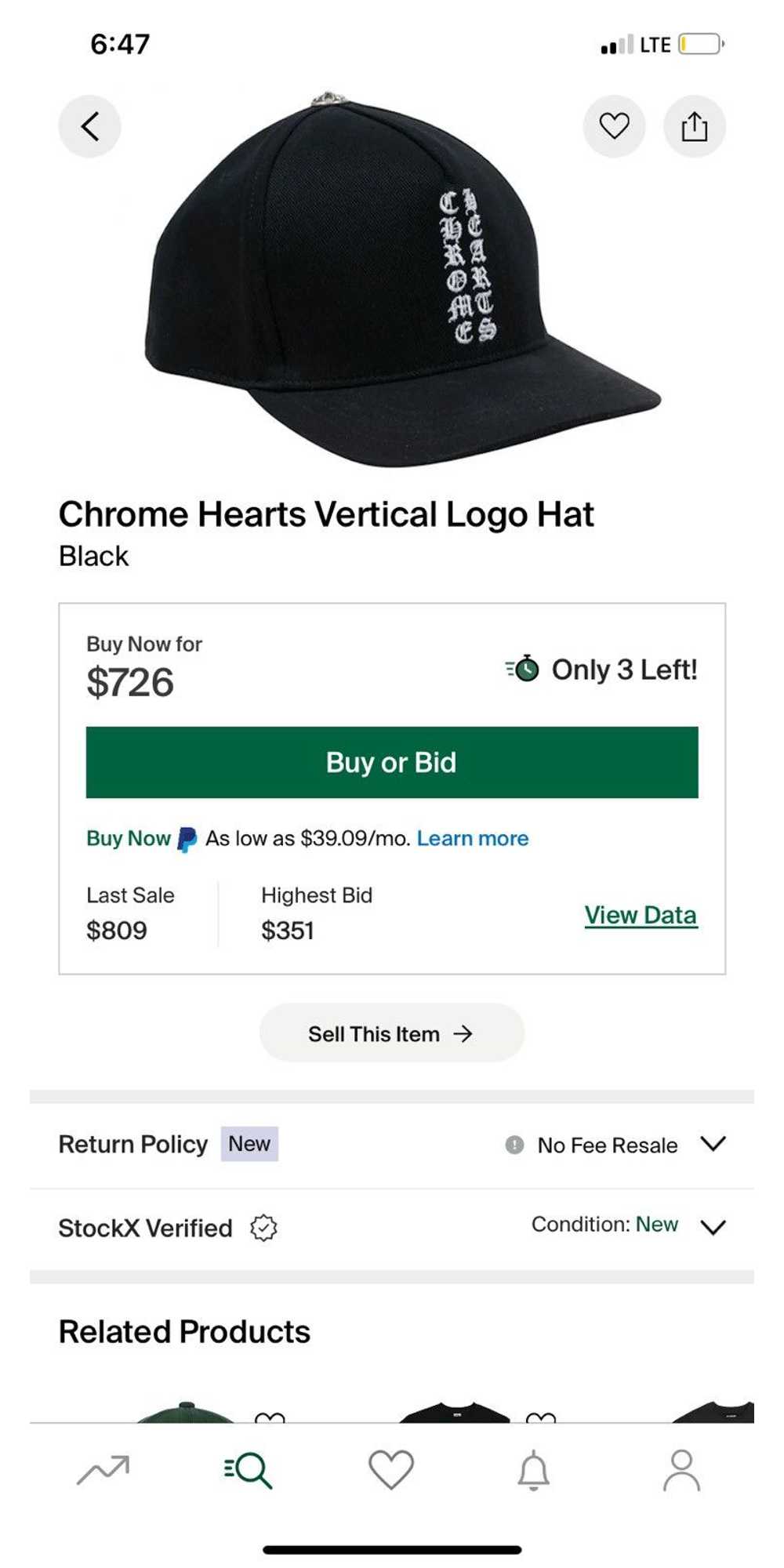 Chrome Hearts Chrome Hearts Vertical Logo Hat - image 9