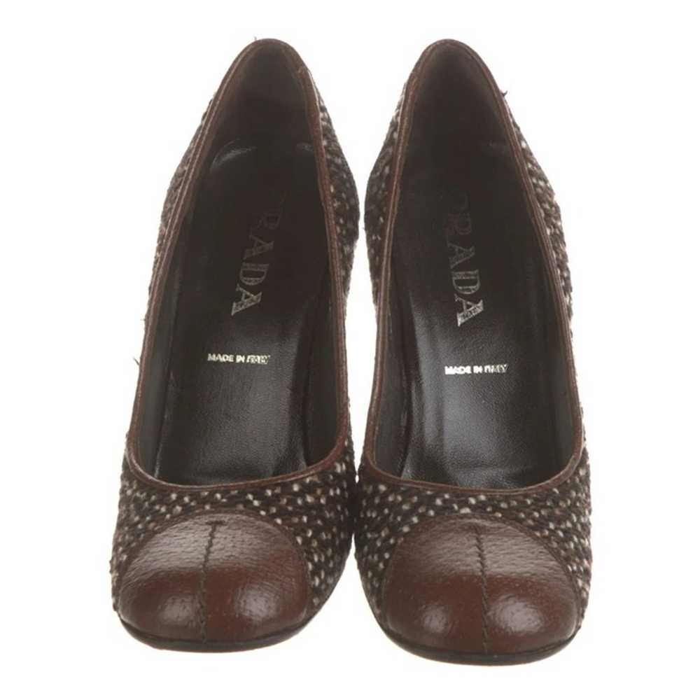 Prada Tweed Vintage 90s Heels Brown Tan Pumps Sho… - image 3