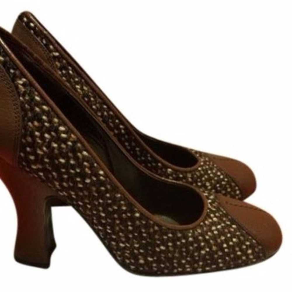 Prada Tweed Vintage 90s Heels Brown Tan Pumps Sho… - image 4