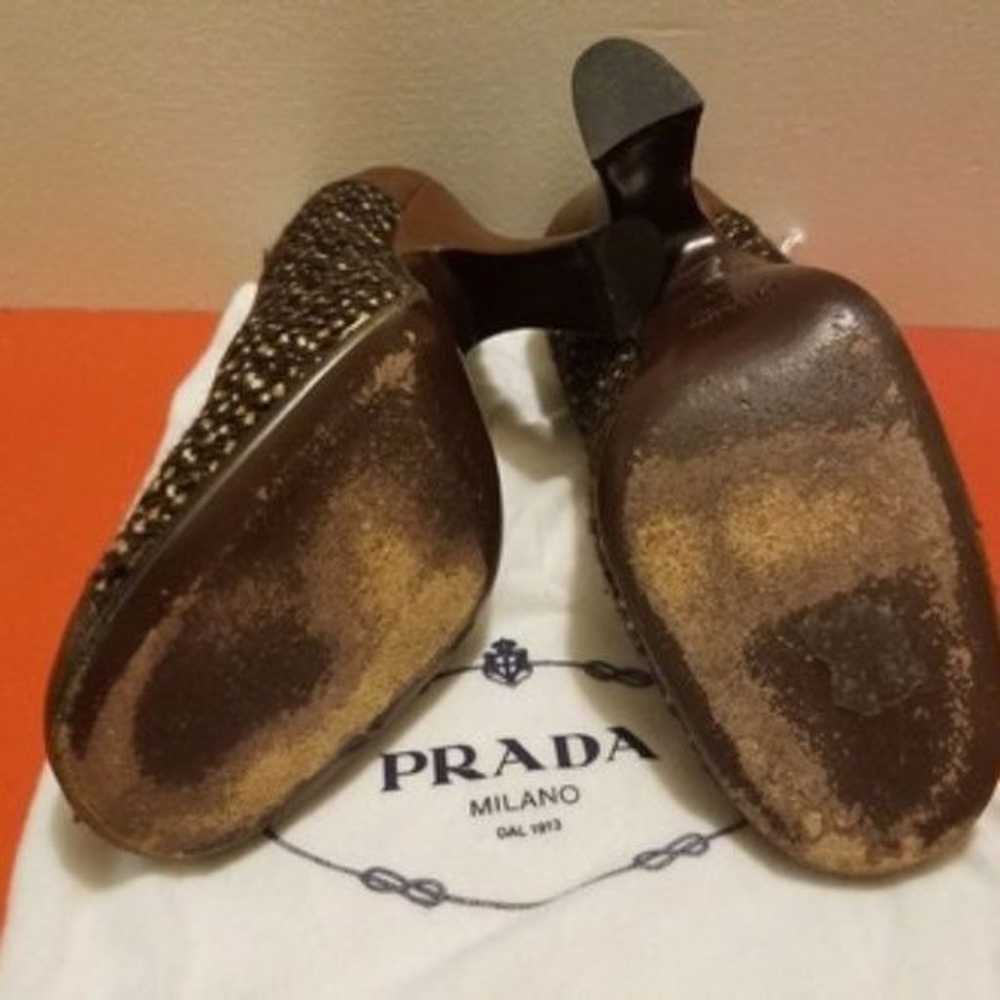 Prada Tweed Vintage 90s Heels Brown Tan Pumps Sho… - image 8