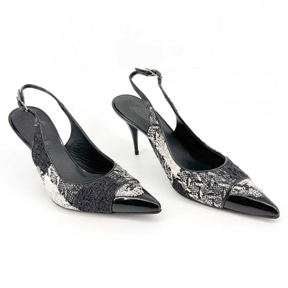 Chanel CC Tweed Slingback Pumps EU 41 US 10-10.5 … - image 1