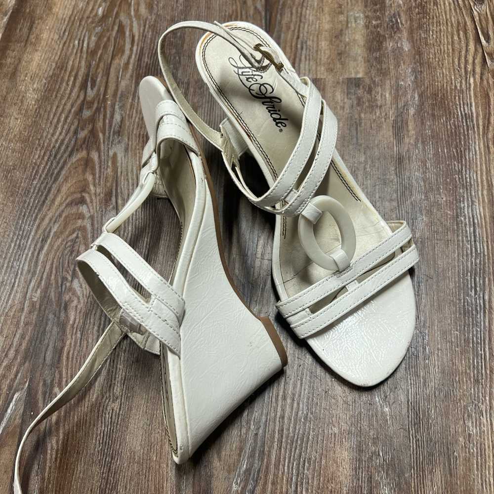 Vintage Life Stride white leather wedge heel sand… - image 2