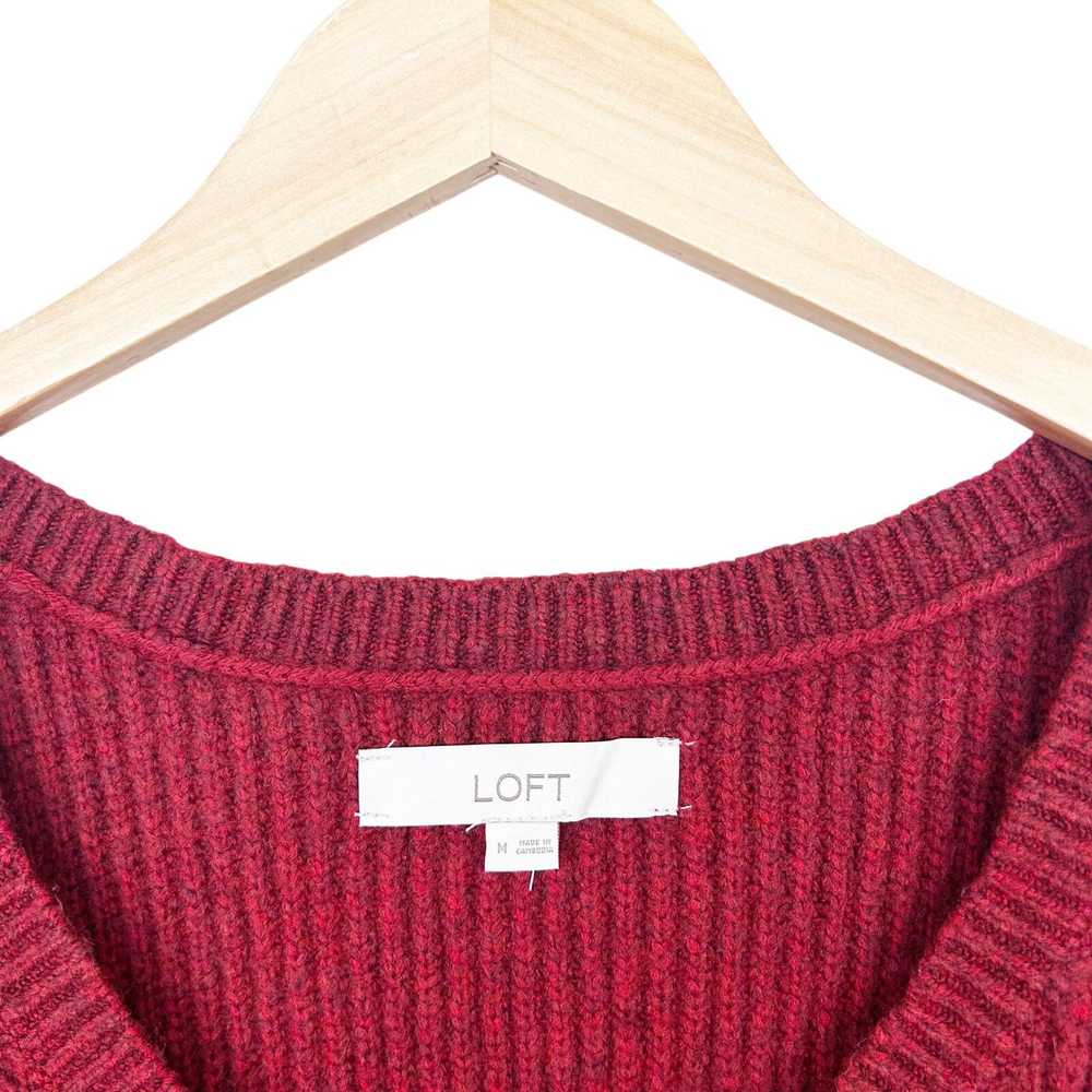 Loft Loft Red Cable Knit Sweater Dress Sz M - image 2