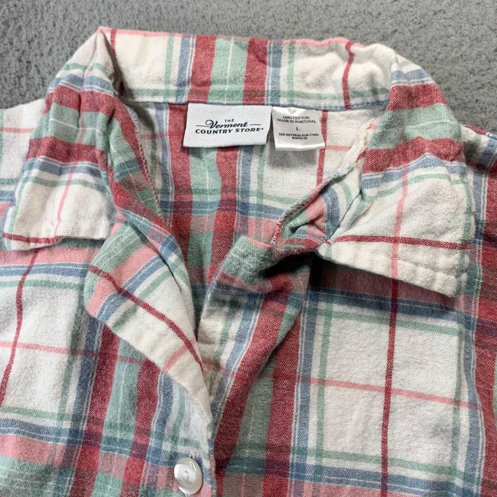 Vintage Plaid Button Up Sleep Shirt Blouse Top fo… - image 6