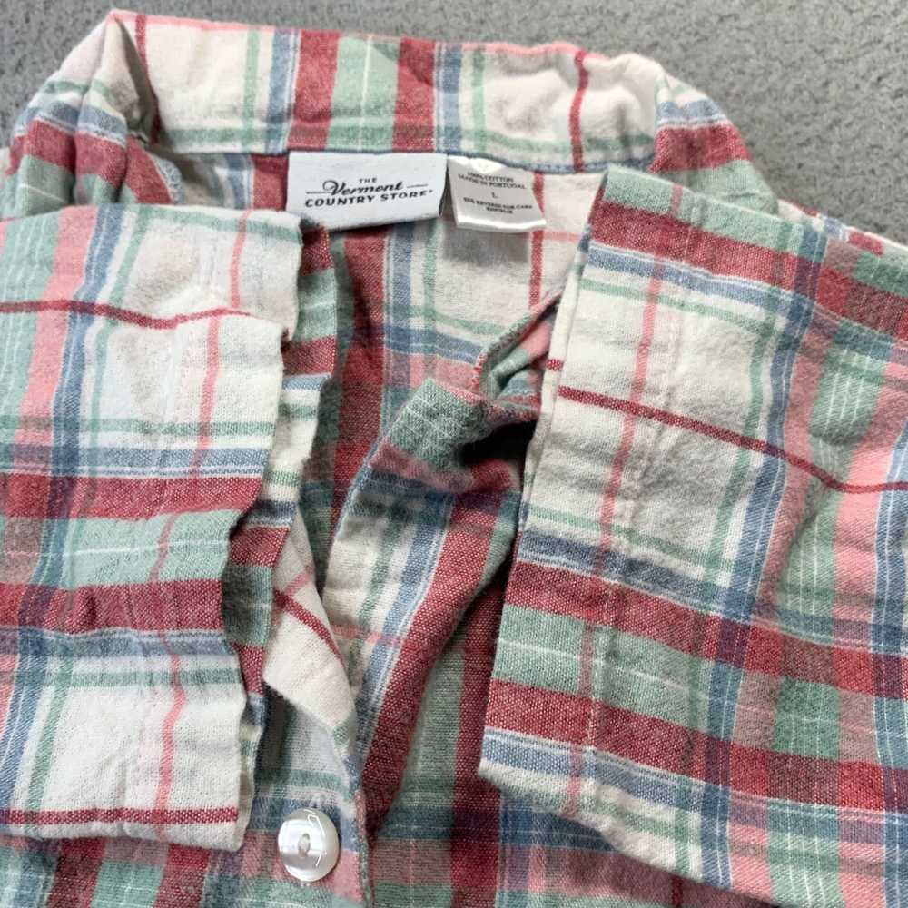 Vintage Plaid Button Up Sleep Shirt Blouse Top fo… - image 7