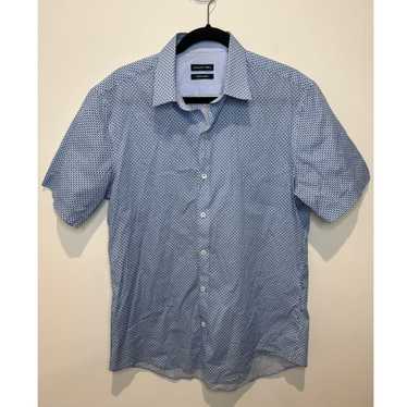 Zachary Prell Orange and Blue Striped Short Sleeve Button buy Down Shirt