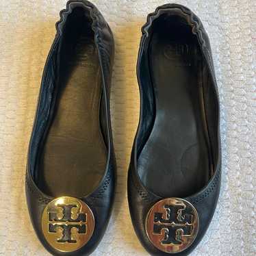 Tory Burch Minnie Travel Flats  Black Size 8