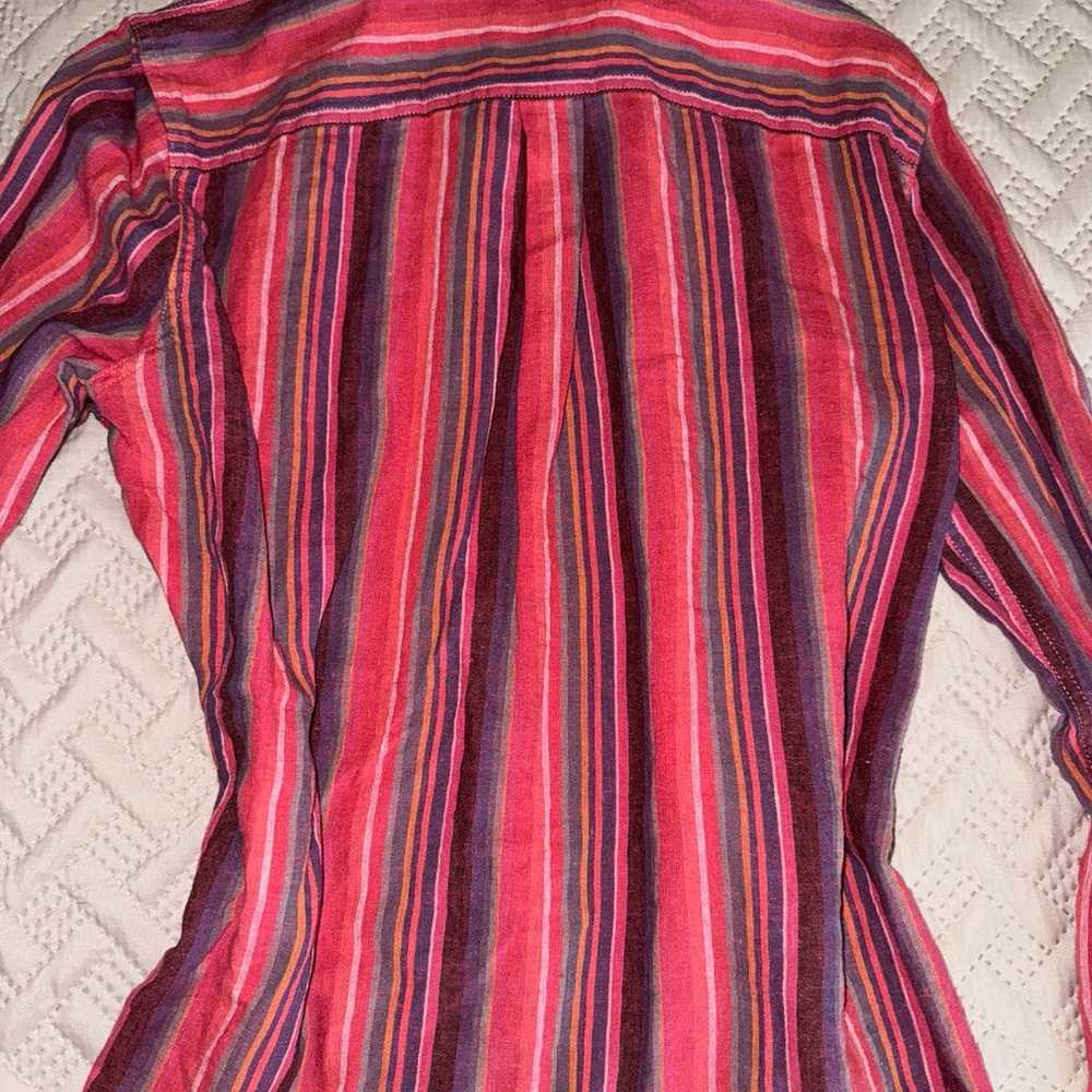 Striped Button Down Western Vintage Aztec Long Sl… - image 3