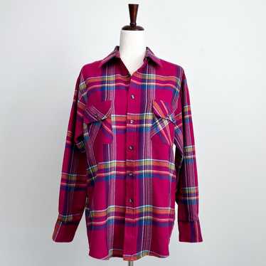 Vintage Northwest Territory Pink Plaid Flannel Shi