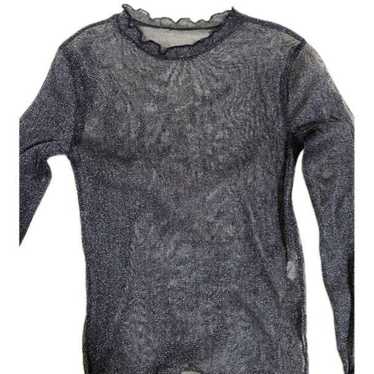 Vintage sheer tops second-hand black glitter gal … - image 1