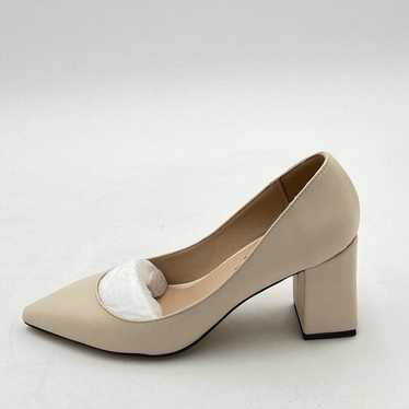 FSJ Nude Classic Chunky Heel Pointed Toe Slip On F