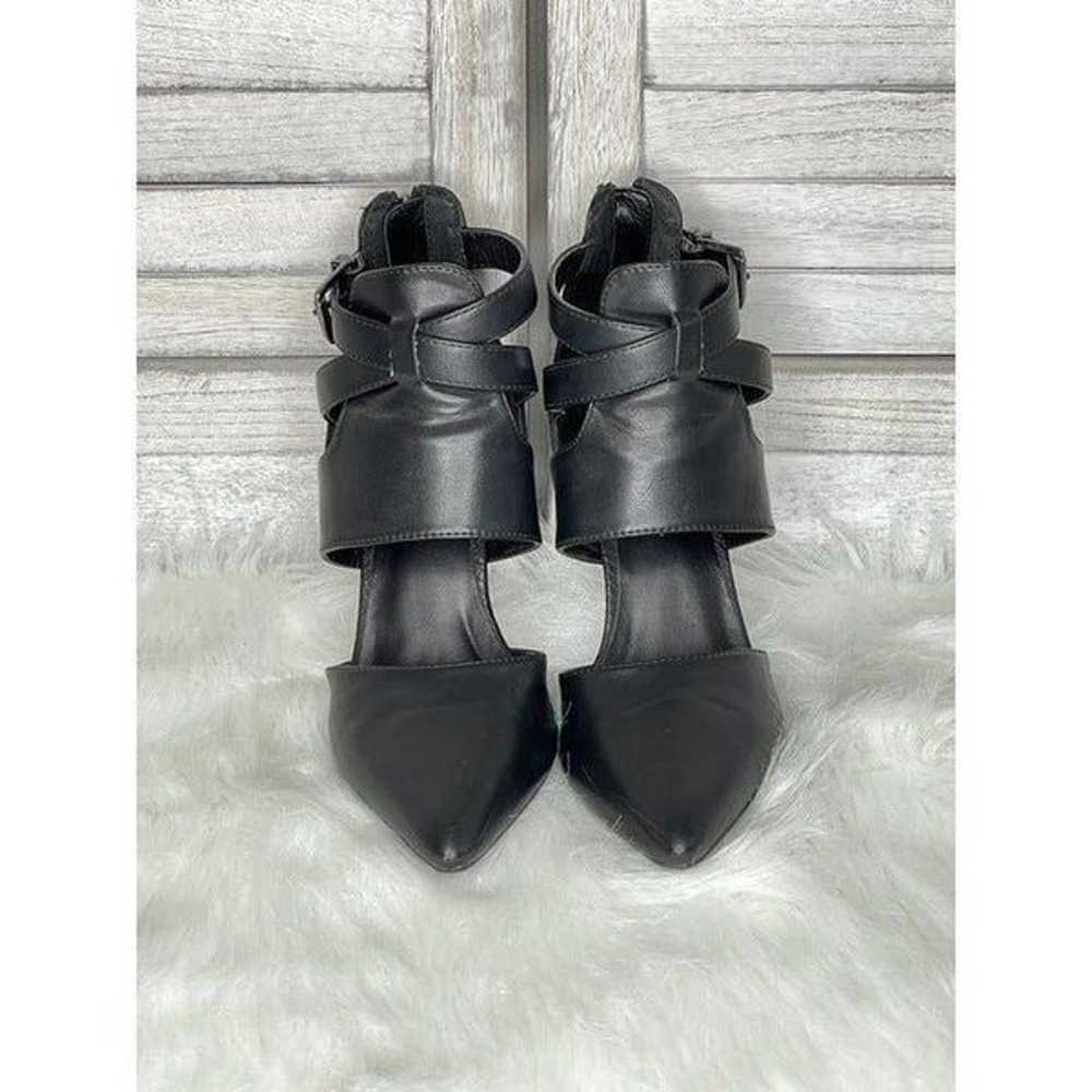 Aldo Black Leather Strappy Heels Size 7 - image 2