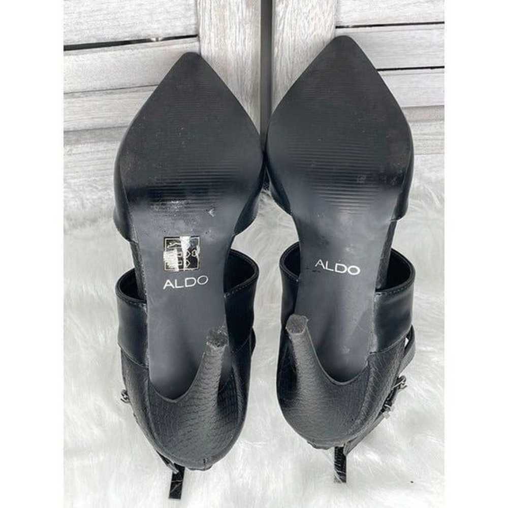 Aldo Black Leather Strappy Heels Size 7 - image 4