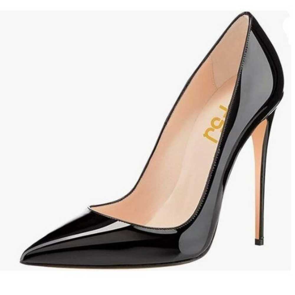 FSJ Black Formal Pointed Toe Pumps High Heel Sexy… - image 1