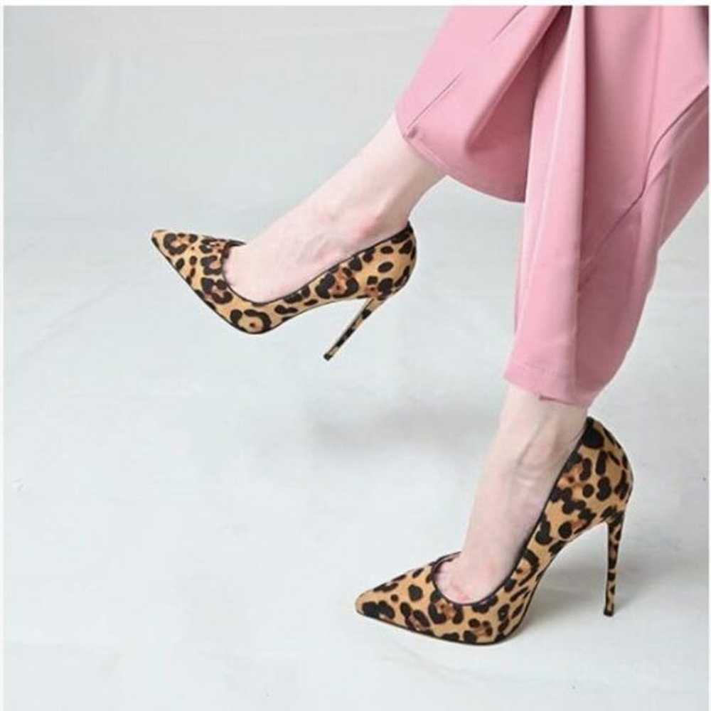 FSJ Leopard Suede Sexy Leopard Printed Dress Shoe… - image 1