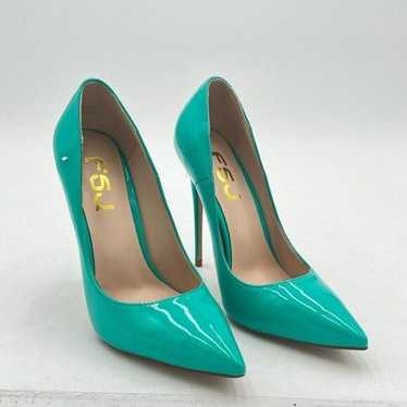 FSJ Turquoise Pointed Toe Pumps High Heel Sexy St… - image 1