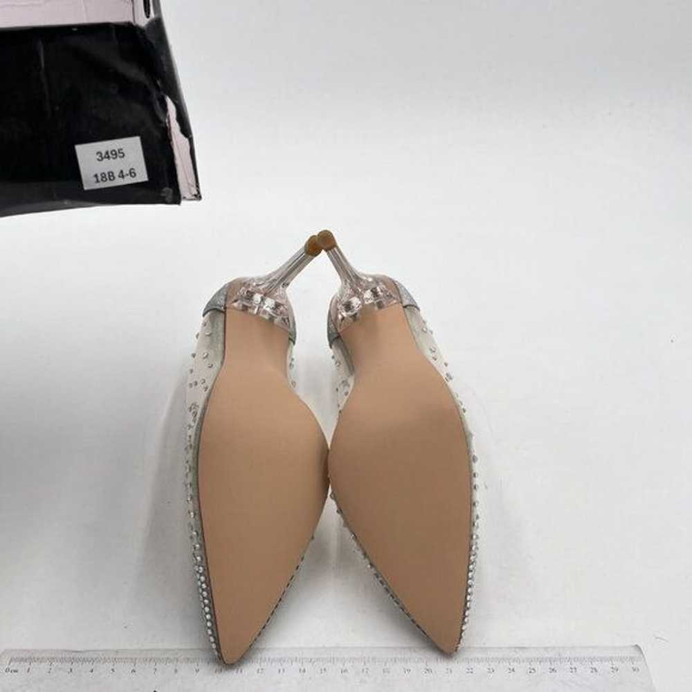 FSJ Silver Clear Heel Pointed Toe Rhinestons Pump… - image 7