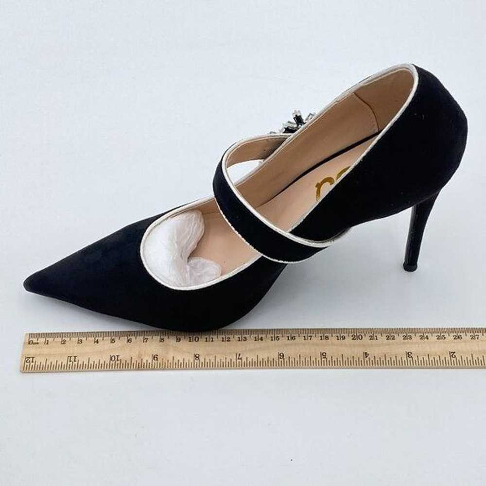 FSJ Black High Heel Mary Jane Pointed Toe Rhinest… - image 2